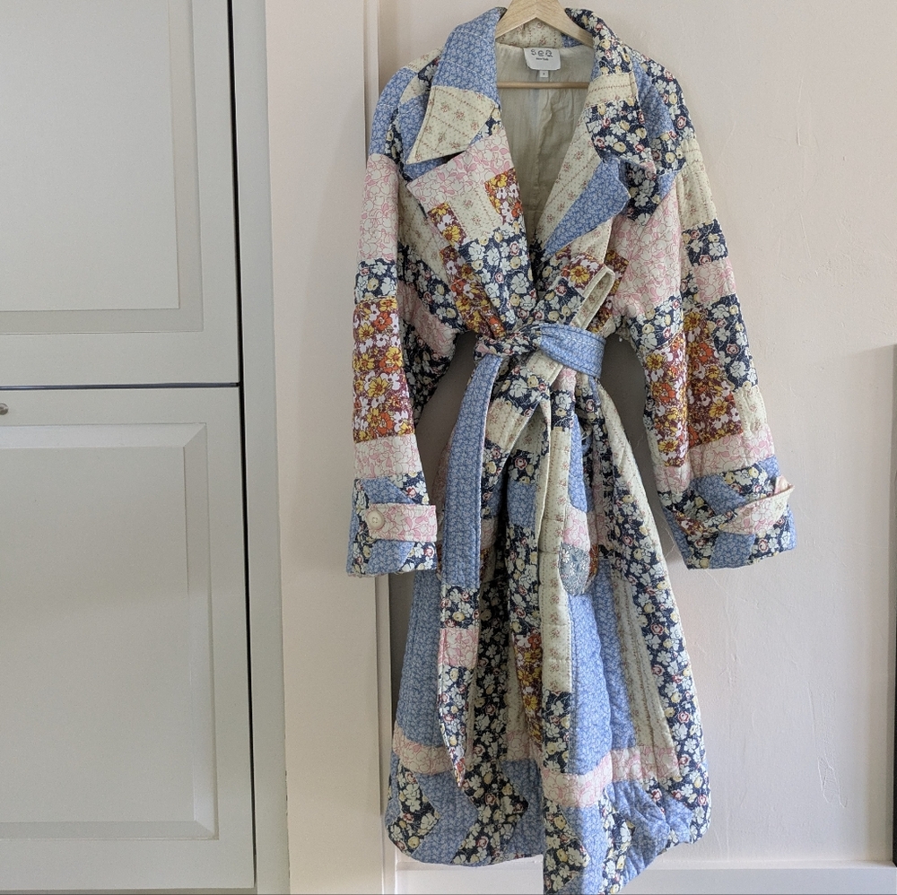 SEA New York Patchwork Quilted Coat - Picture 3 of 5